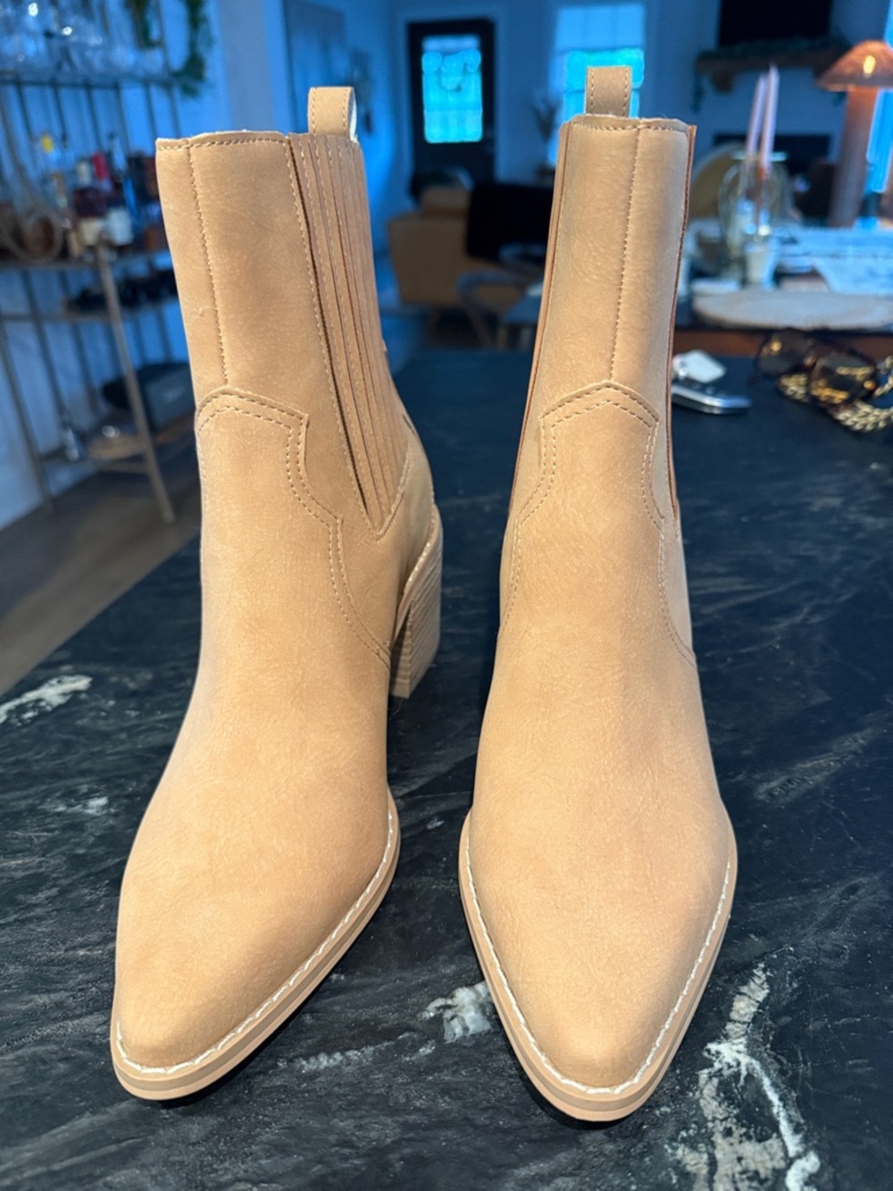 Classic Tan Pointed Chelsea Booties